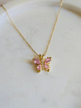 Salmon Butterfly Pendant Necklace