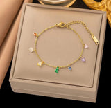 Rainbow Stones Chain Bracelet