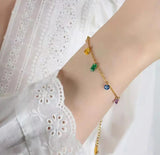 Rainbow Stones Chain Bracelet