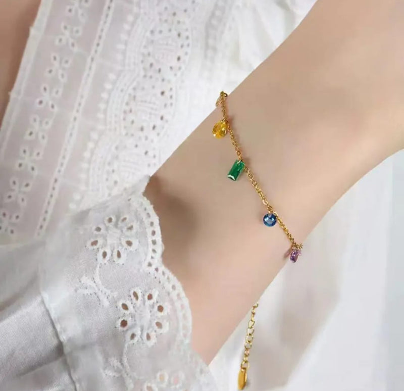 Rainbow Stones Chain Bracelet