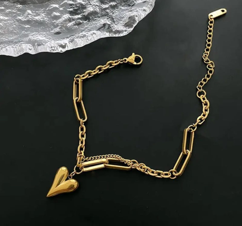 Heart Charm Chain Bracelet