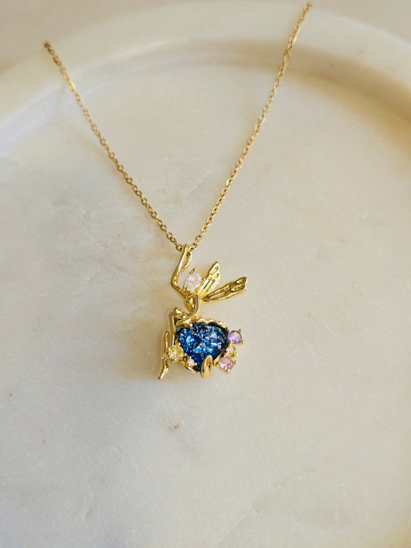 Angel Ocean Heart Pendant Necklace