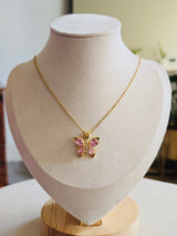Salmon Butterfly Pendant Necklace