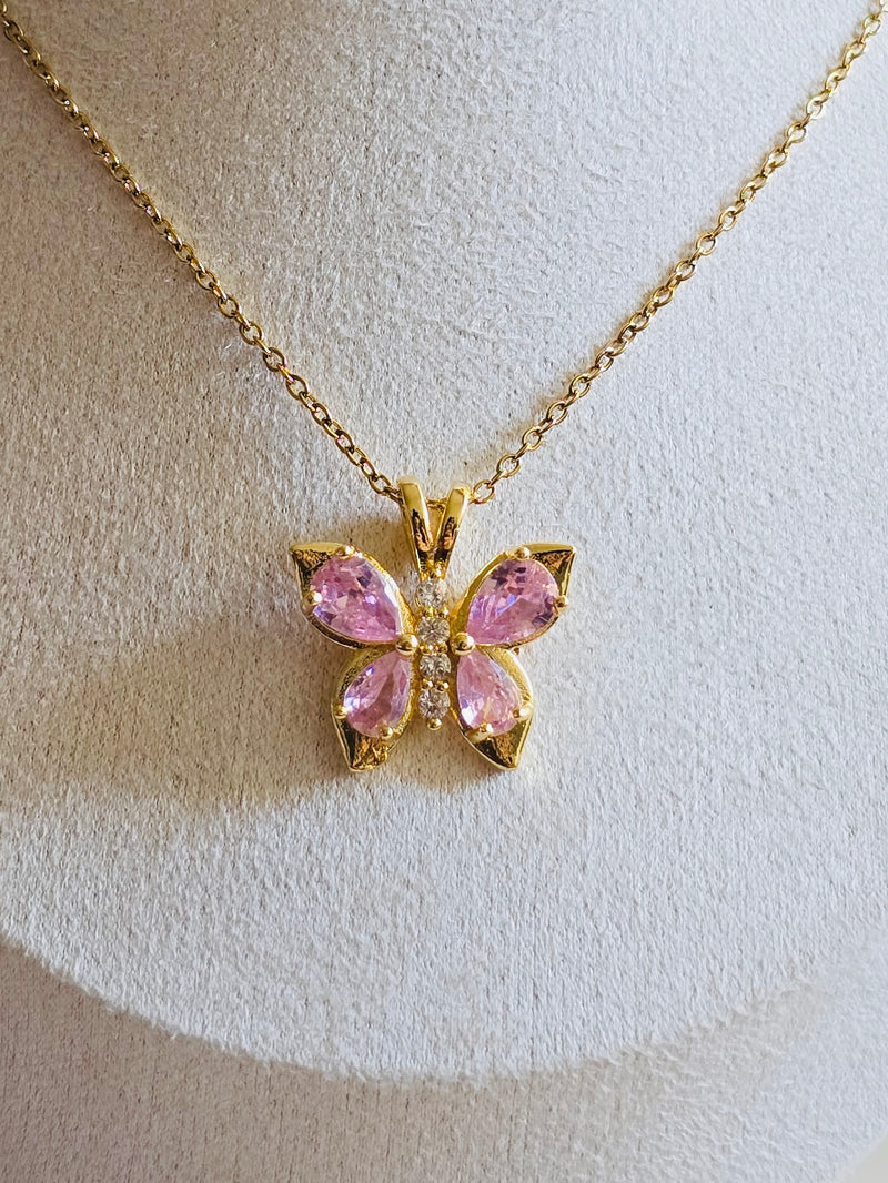 Salmon Butterfly Pendant Necklace